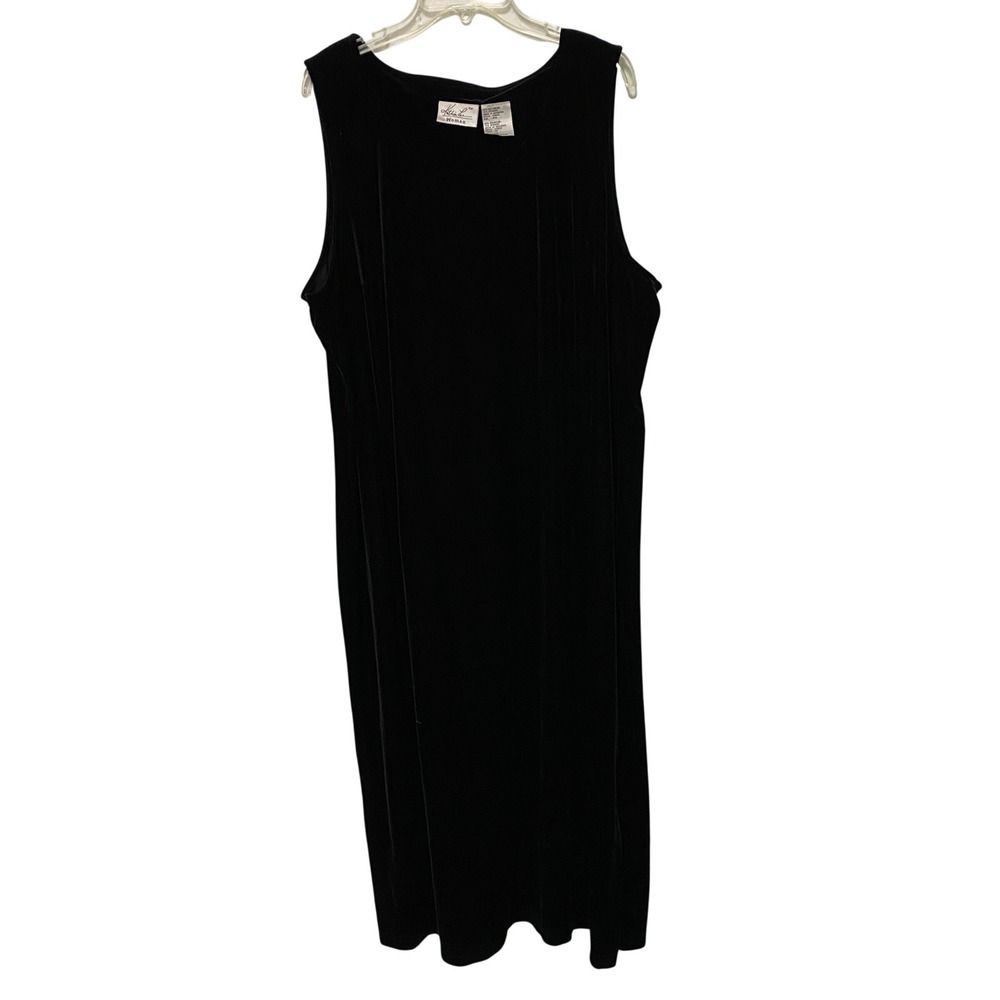 Vintage Y2K Black Velvet Maxi Dress 24W Whimsigoth Christmas Holiday NYE Stretch